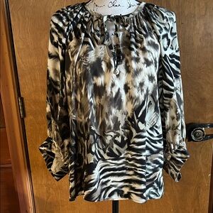 KAREN KANE Safari Animal Print Blouse, S-M